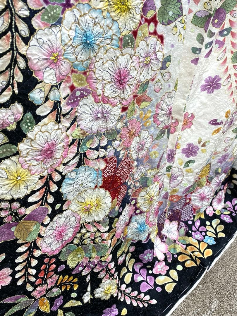 振袖 仮絵羽 辻ヶ花 金彩 銀通し 舞台衣装 正絹 未仕立て品 八掛付き