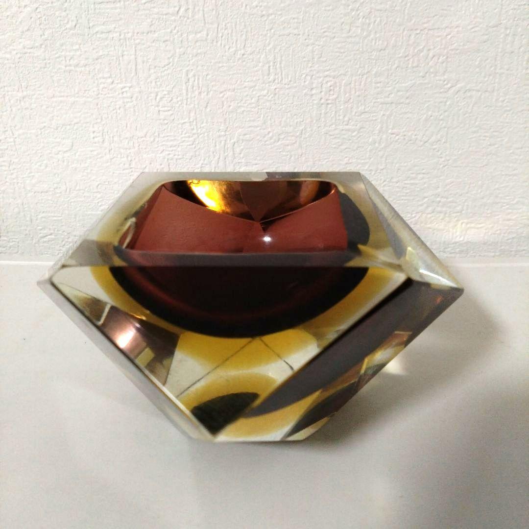 イタリア　ベネチアングラス　灰皿　アッシュトレイ　ガラス　オブジェ　インテリア