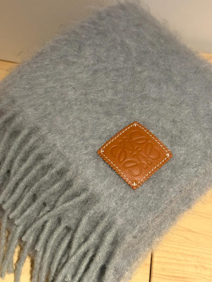 【美品】LOEWE ロエベ マフラー グレー モヘア 箱付き