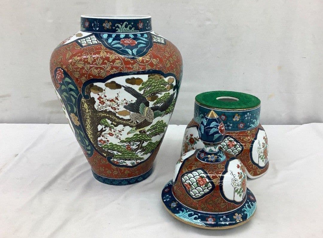 【美品 超大型】有田焼 金龍窯 博山作 飾壺 沈降壺 高さ約118cm 銘入り