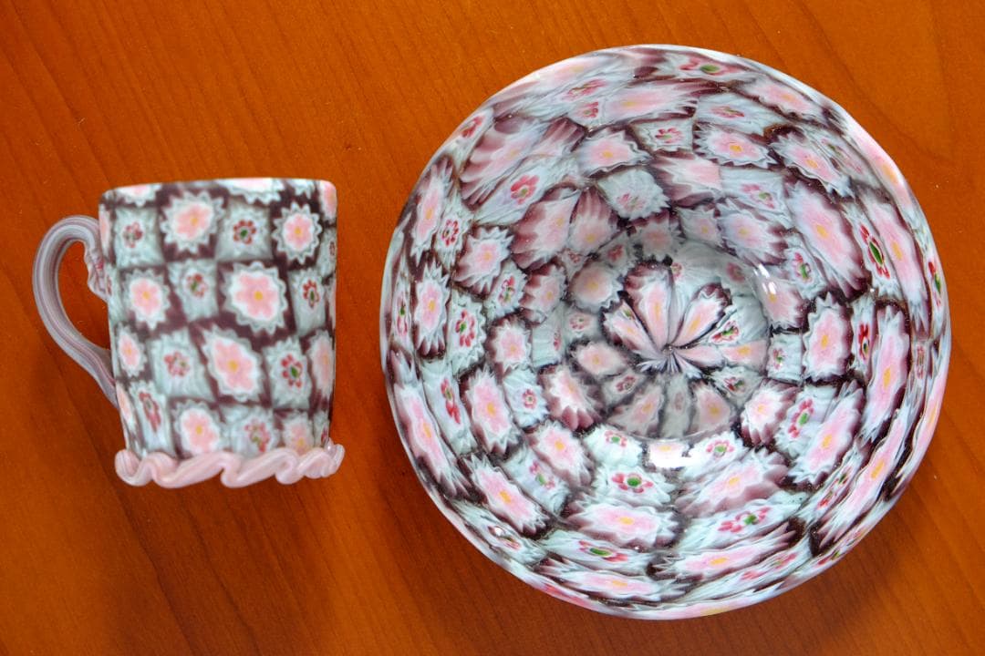 ミルフィオリ カップ＆ソーサー グラス 吹きガラス 江波冨士子/ムリーニ ガラス