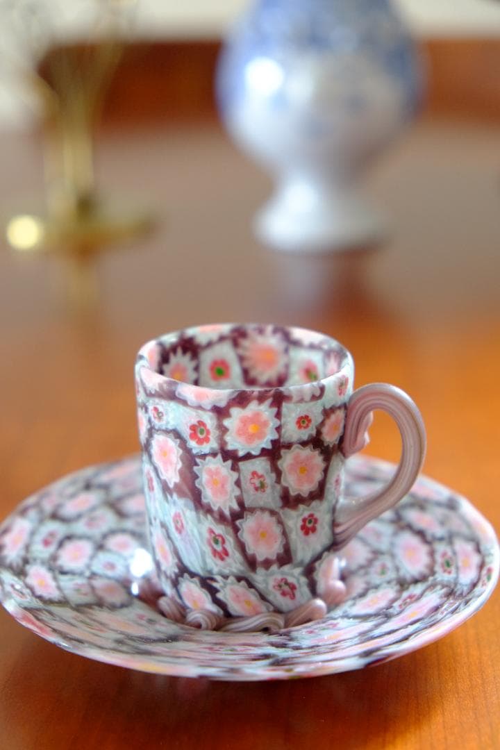 ミルフィオリ カップ＆ソーサー グラス 吹きガラス 江波冨士子/ムリーニ ガラス