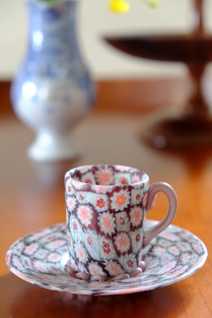 ミルフィオリ カップ＆ソーサー グラス 吹きガラス 江波冨士子/ムリーニ ガラス