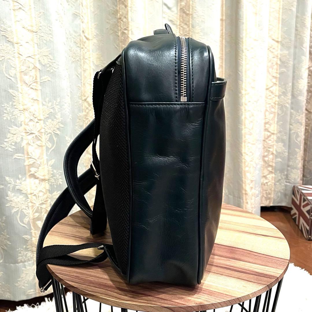 ✨2WAY✨ビジネスレザーファクトリー ビジネスバッグ リュック レザー 濃緑色