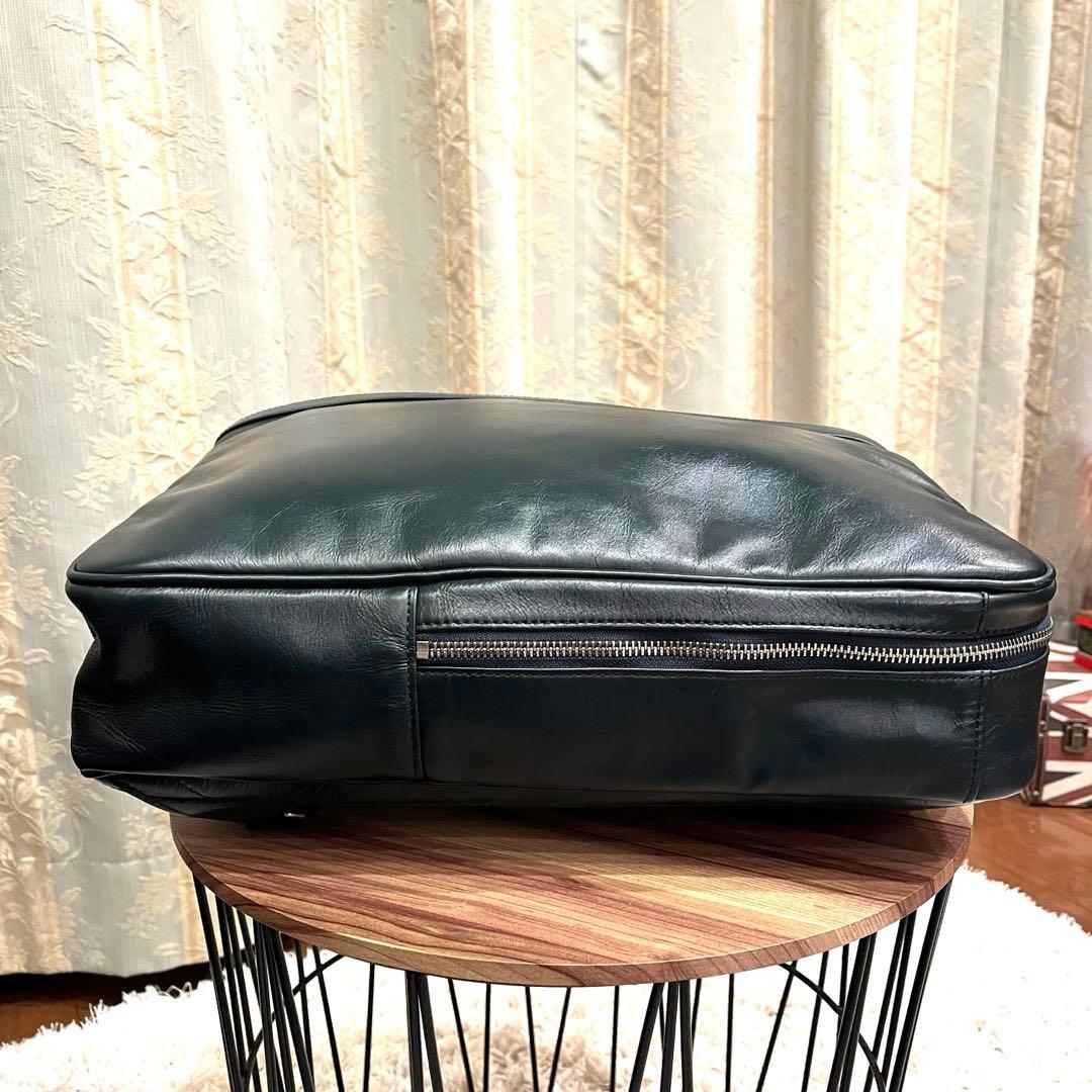 ✨2WAY✨ビジネスレザーファクトリー ビジネスバッグ リュック レザー 濃緑色