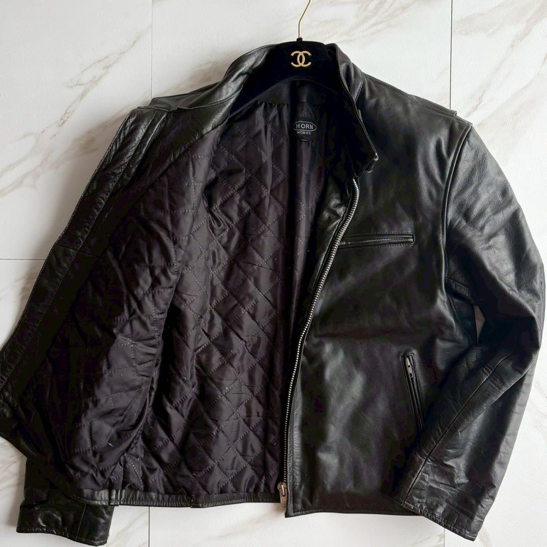希少4L◆美品 HORN WORKS バッファローレザー シングル ライダース