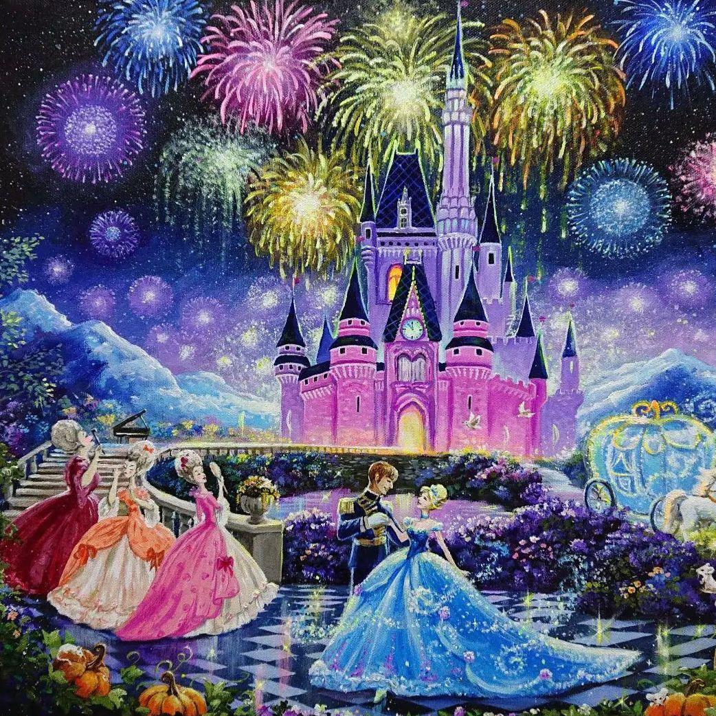 【魔法が解けるまで】アクリル画 F8 風景画 絵画