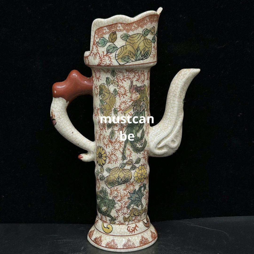 パステル斗彩龍鳳竹節徳利 景徳鎮 陶磁器 装飾品 現代工芸品 美術品 置物