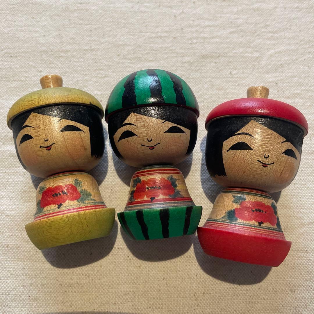 阿保正文工人　津軽系こけし3点セット