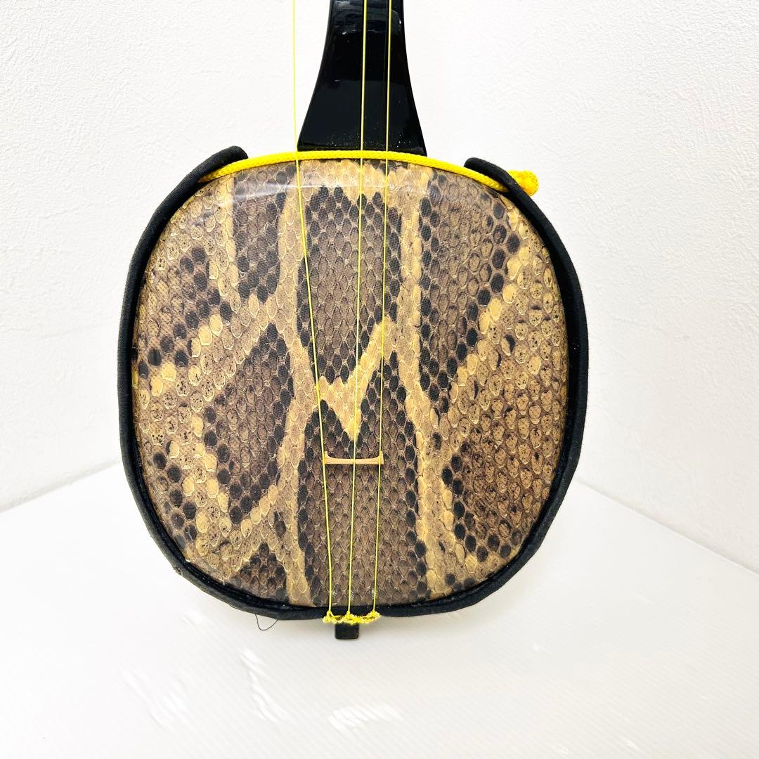 ジャンク 沖縄三線 人工皮 合皮 蛇柄 三味線 三線