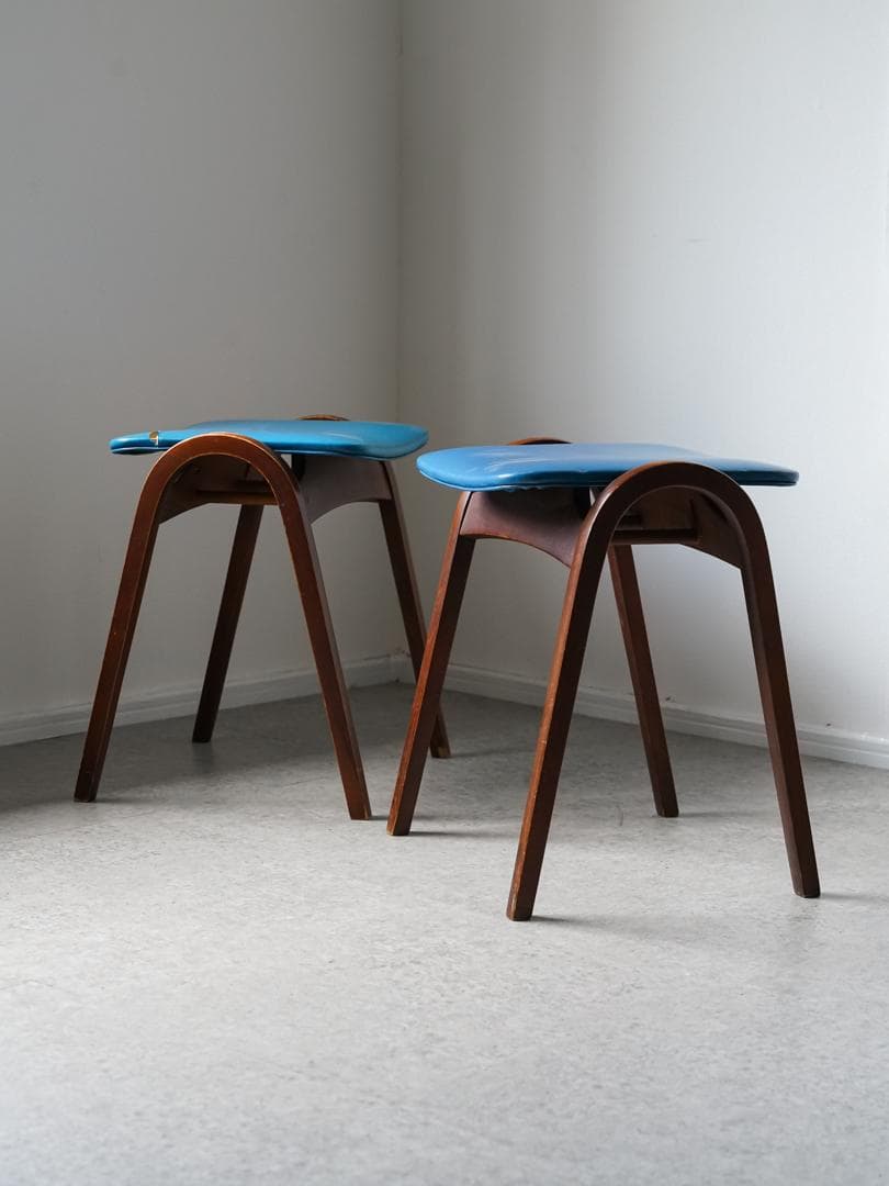 \"剣持勇\" 秋田木工 vintage スタッキングチェア スツール 2脚 古家具