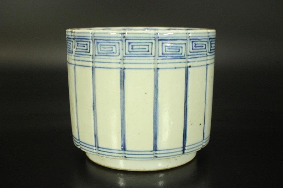 中国美術 青花 条紋 香炉 道光年製 φ11.1cm(A252)