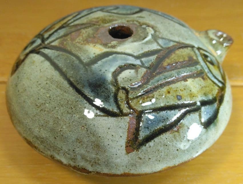 人間国宝 金城次郎 壷屋焼水滴 栞 共箱 美品 壺屋焼 魚紋水滴