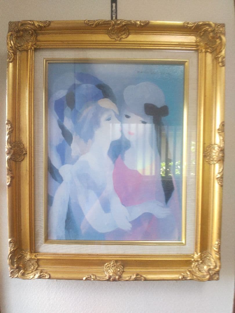 額縁シリーズ NO13 洋画 総金箔 模様入り ローランサン複製画入り F6号