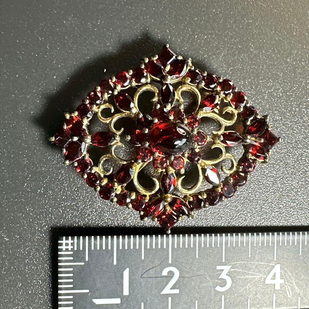 【vintage】ガーネット　シルバー925刻印　ブローチ