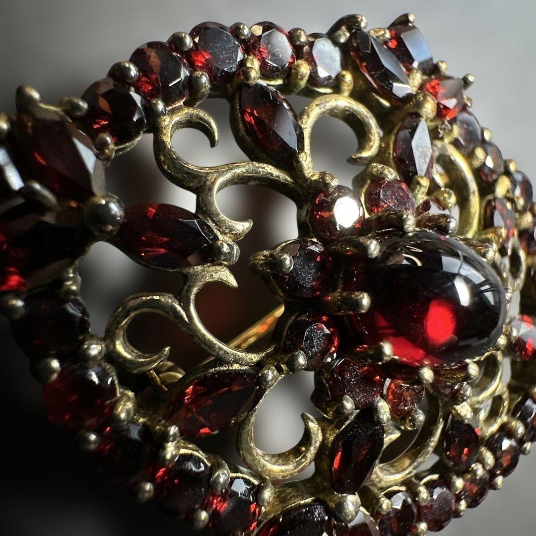 【vintage】ガーネット　シルバー925刻印　ブローチ