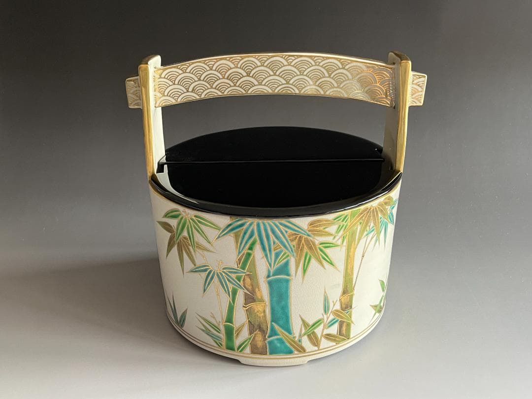 手塚充　竹文手桶　水指　茶道具