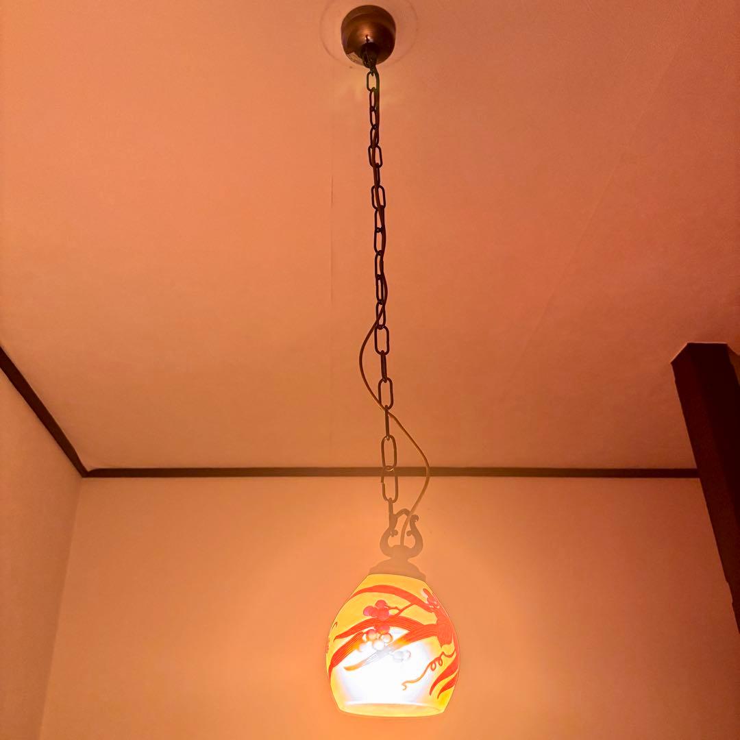 希少！TIP Gallé ガレ ガラスシェード ペンダントライト 1灯