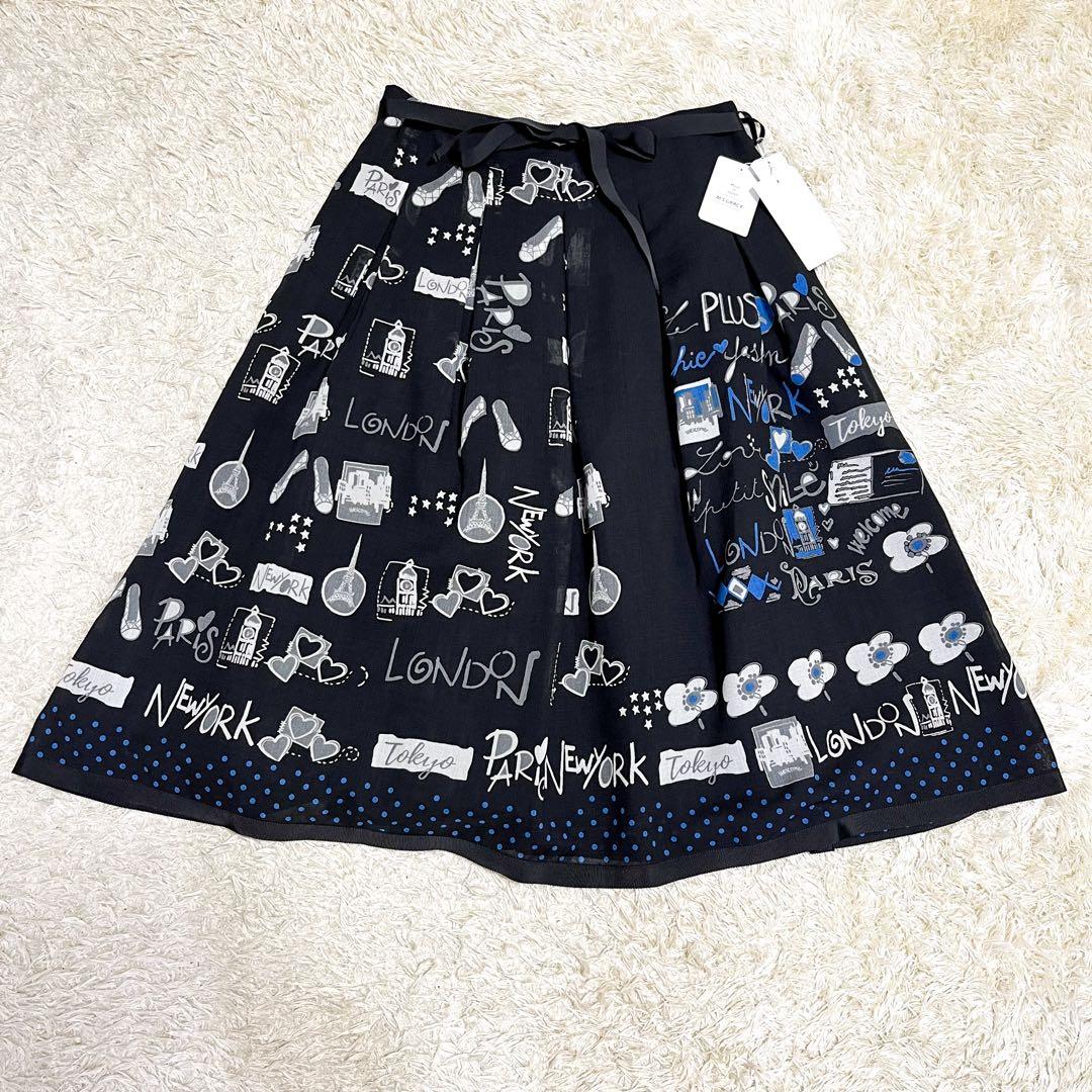 M'S GRACY 街モチーフ タックスカート パリ柄 フレアスカート ドット