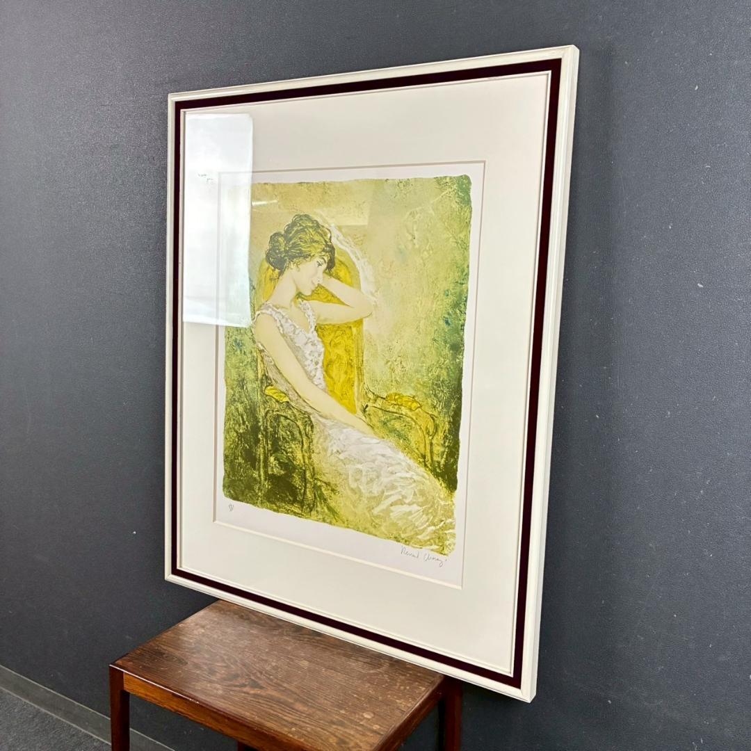 ベルナール・シャロワ「瞑想」リトグラフ 直筆サイン入り 真正証明書有 古径額