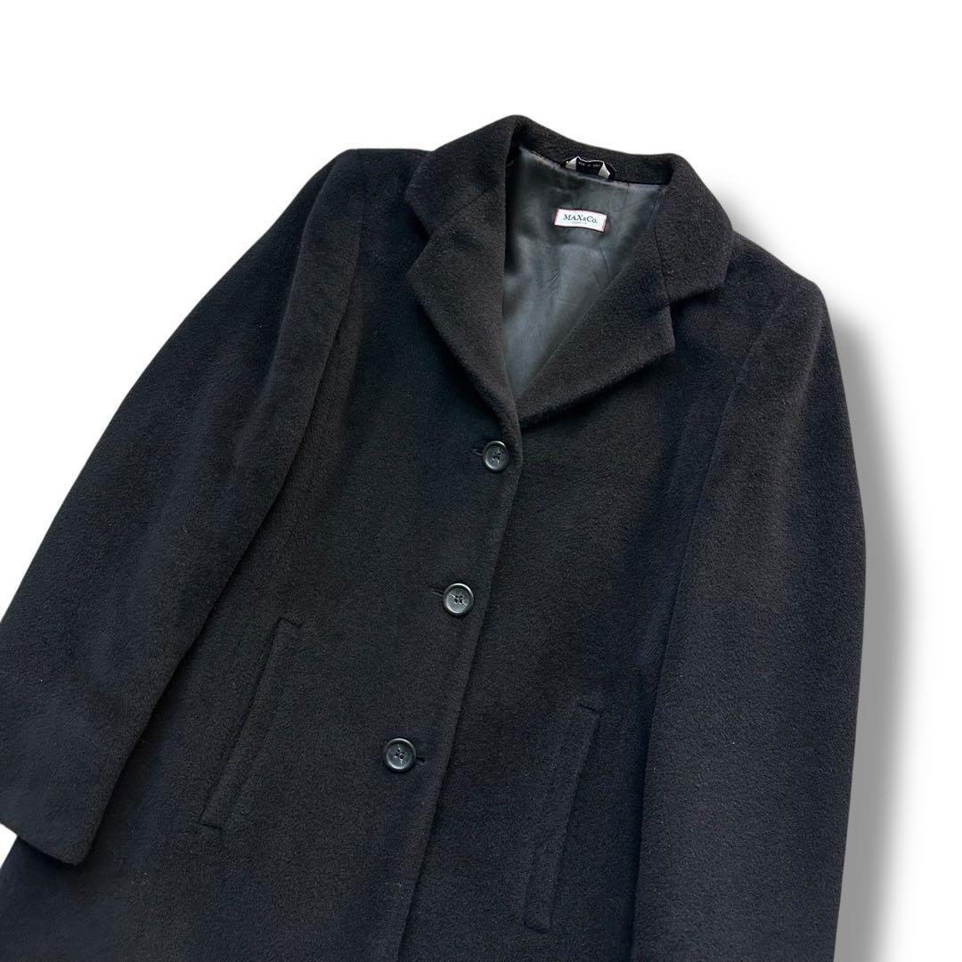 美品 カシミヤ混 マックスマーラ チェスターコート ロング 黒 レディース