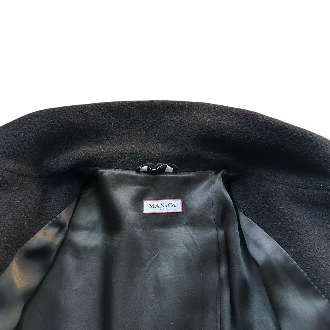 美品 カシミヤ混 マックスマーラ チェスターコート ロング 黒 レディース
