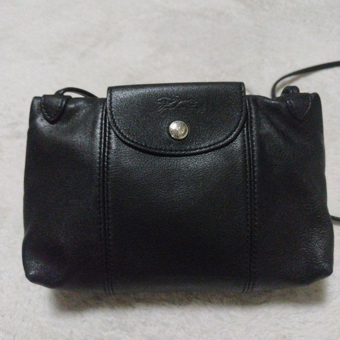 【美品】LONGCHAMP CUIR ミニバッグ ショルダーバッグ ブラック