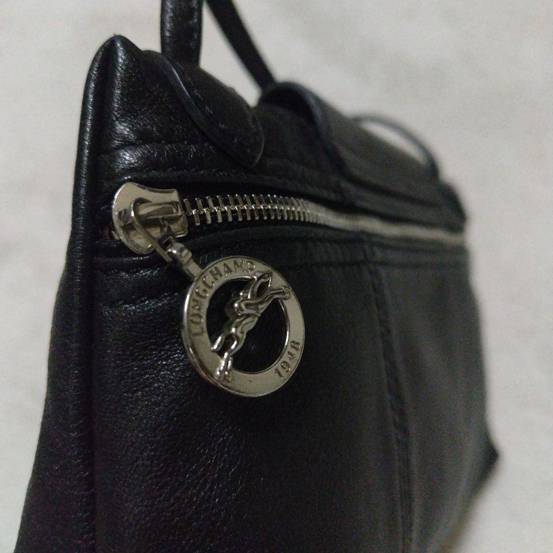 【美品】LONGCHAMP CUIR ミニバッグ ショルダーバッグ ブラック