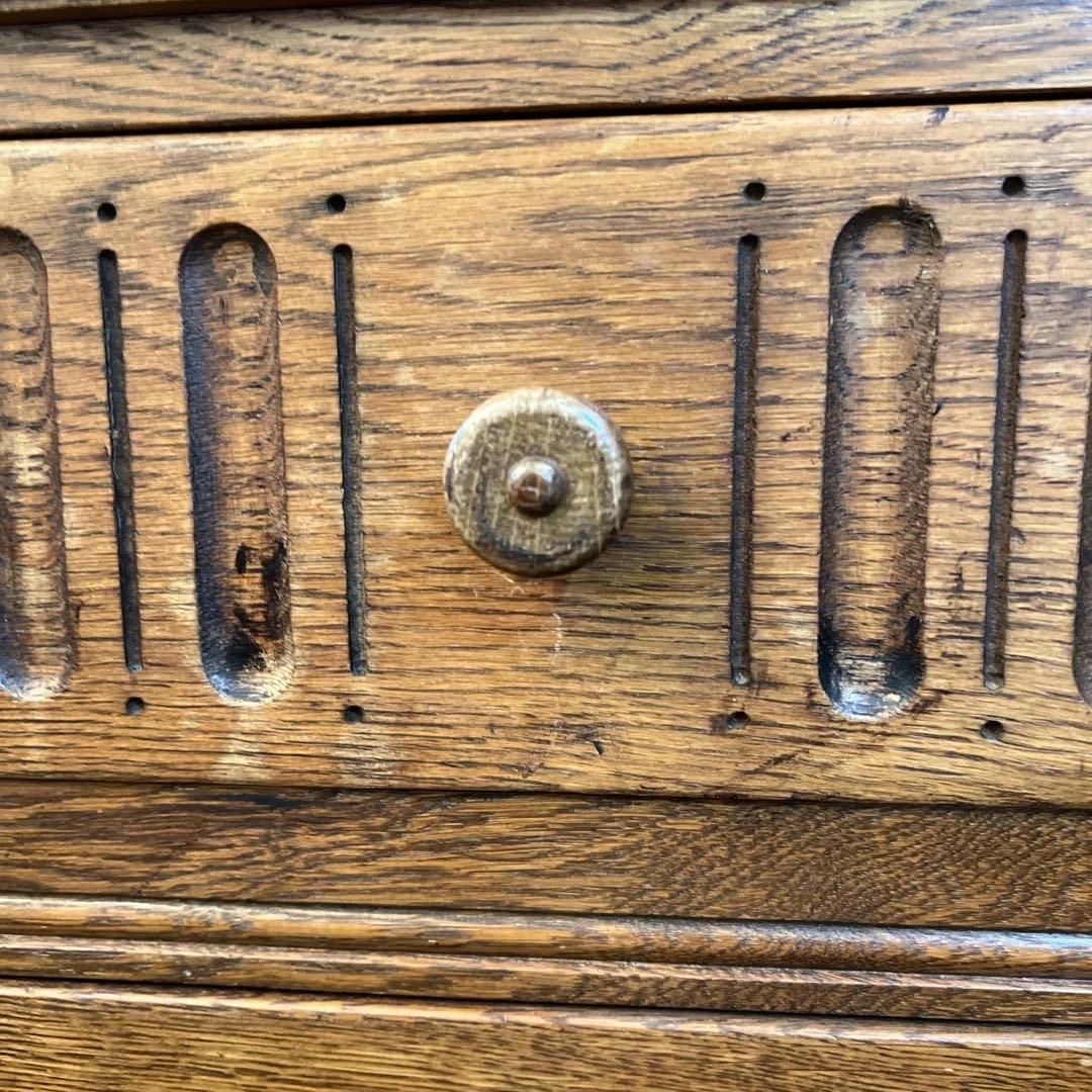 英国アンティーク木製キャビネット オープンシェルフ付き