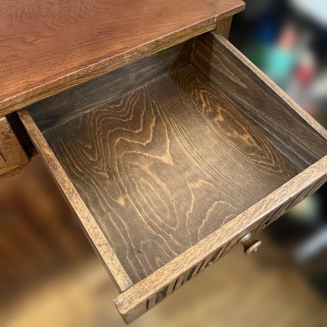 英国アンティーク木製キャビネット オープンシェルフ付き