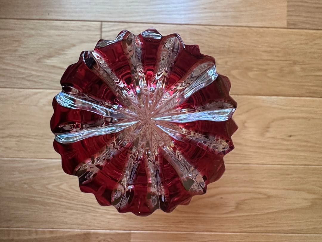 ラウジッツァー　クリスタル　花瓶　ハンドカット