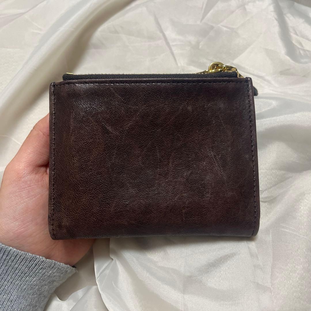 安心鑑定 美品miu miu ナッパレザー 財布 ブラウン