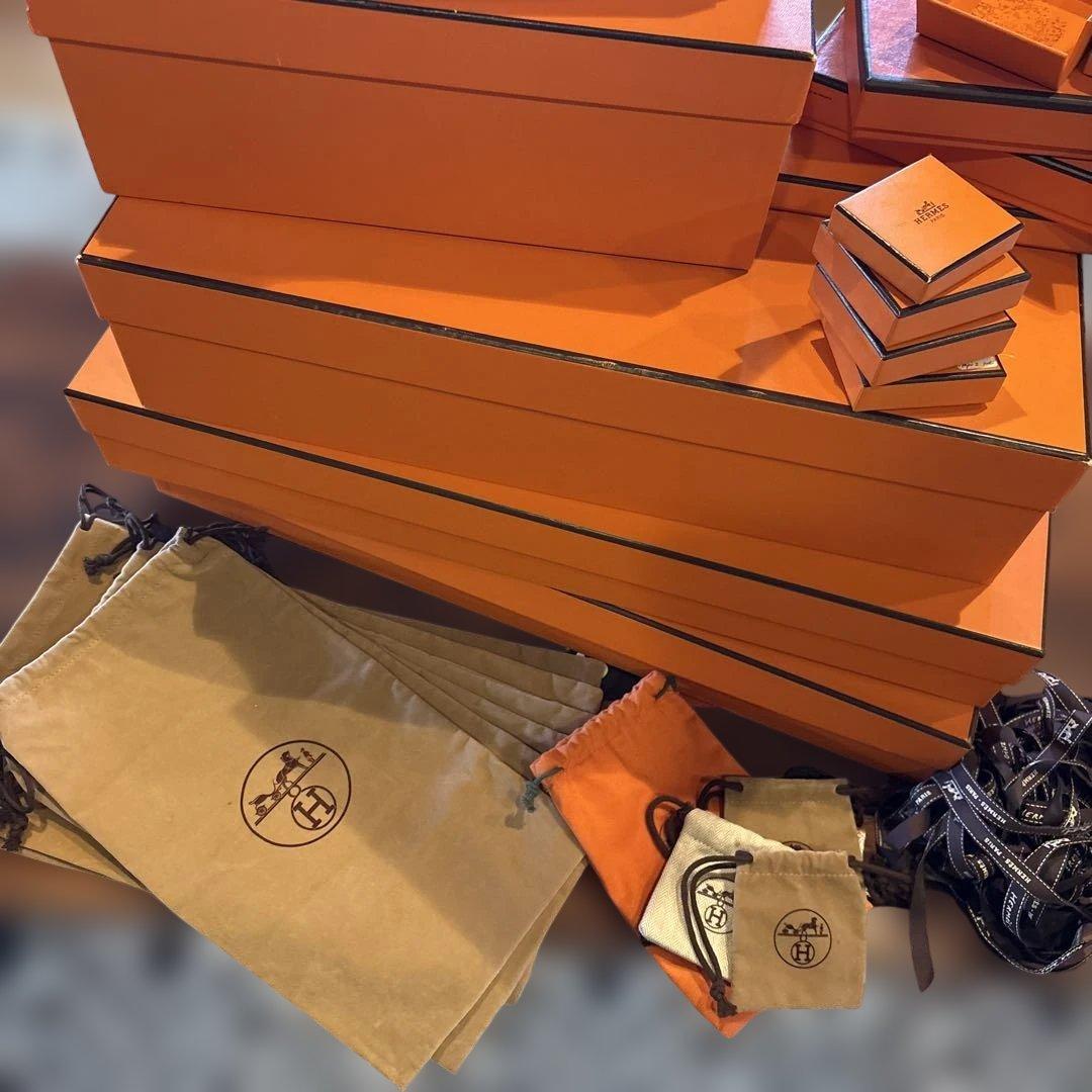 エルメス空箱、布袋、ジュエリーケース、ショッパー紙袋、リボン