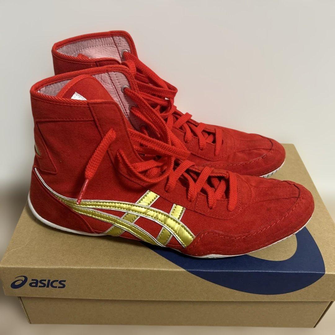 asics ボクシングシューズ レッド/ゴールド