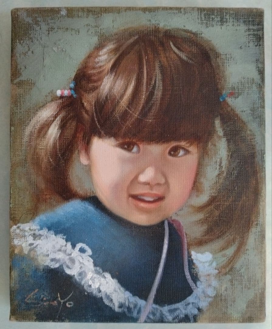 藤岡心象氏の油彩画、F３号「手あみのセーター」