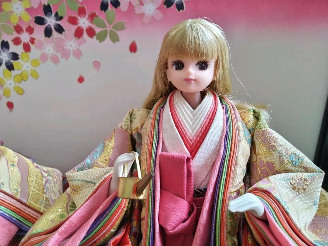 雛人形　リカちゃん　三人官女　小道具付き　リメイク品 　⑤