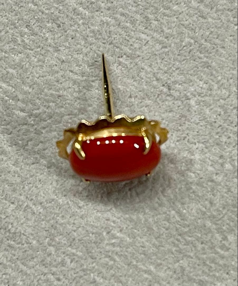 K14 ゴールド 地中海珊瑚 コーラル 14金 ピンブローチ CORAL