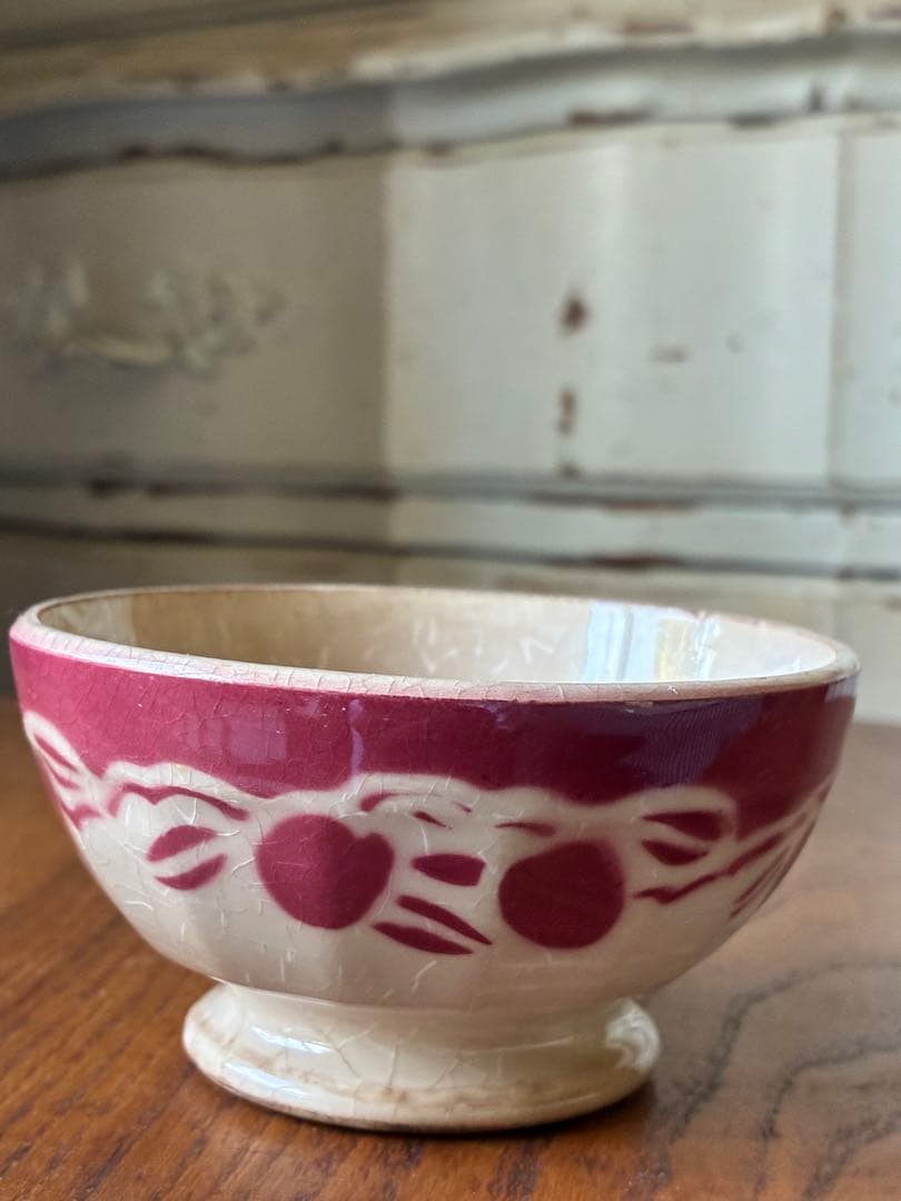 フランス　アンティーク　カフェオレボウル　ムーランデルー　林檎　さくらんぼ　レア