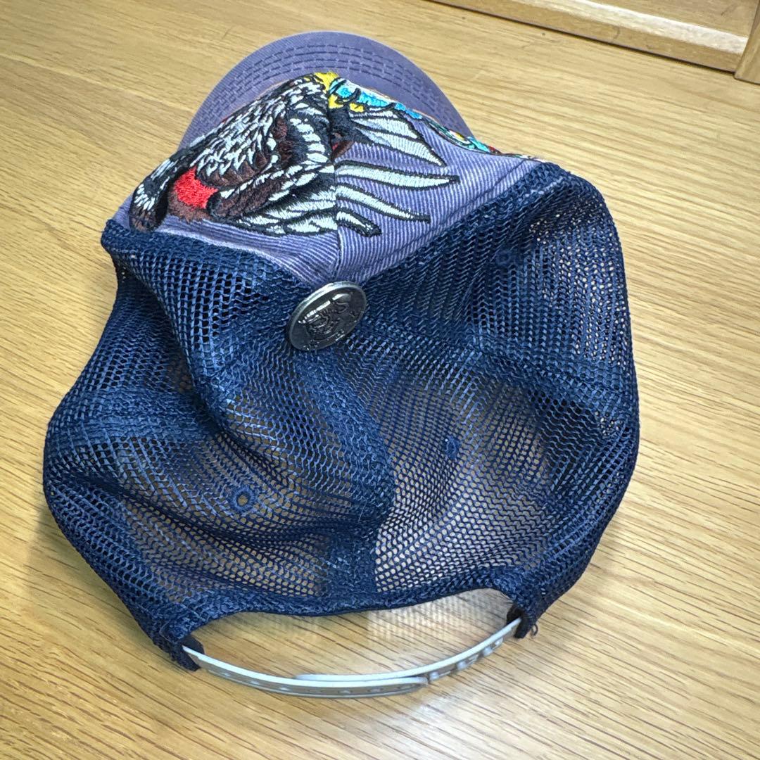 激レア　y2k エドハーディEd Hardy 刺繍トラッカーキャップ ネイビー