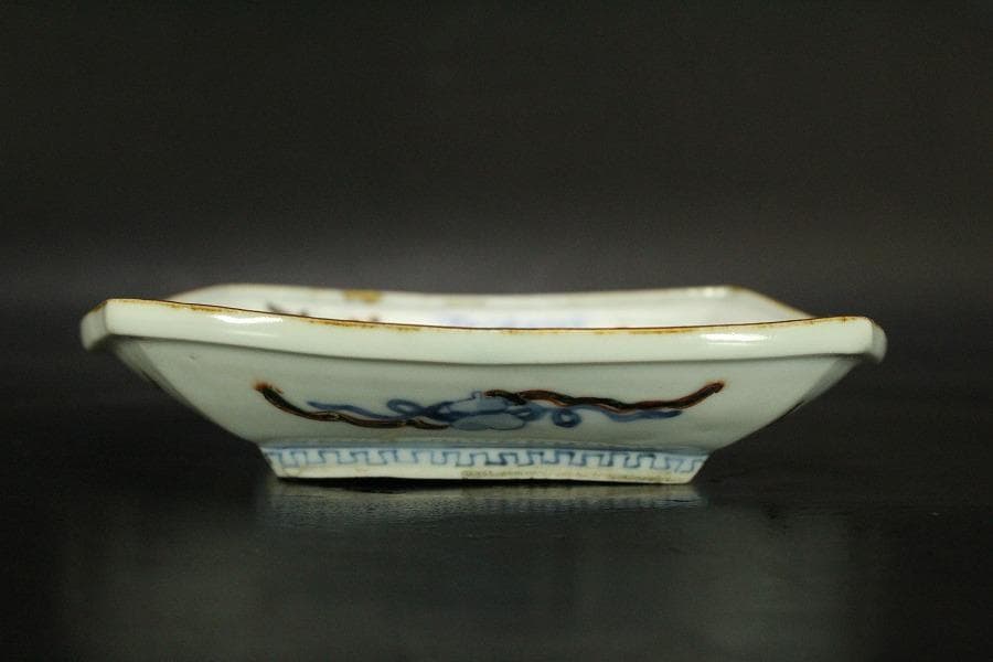 古九谷 四方 皿 うぶ出し 小皿 参考品(ZE576)