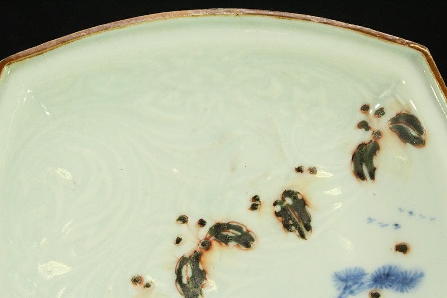 古九谷 四方 皿 うぶ出し 小皿 参考品(ZE576)