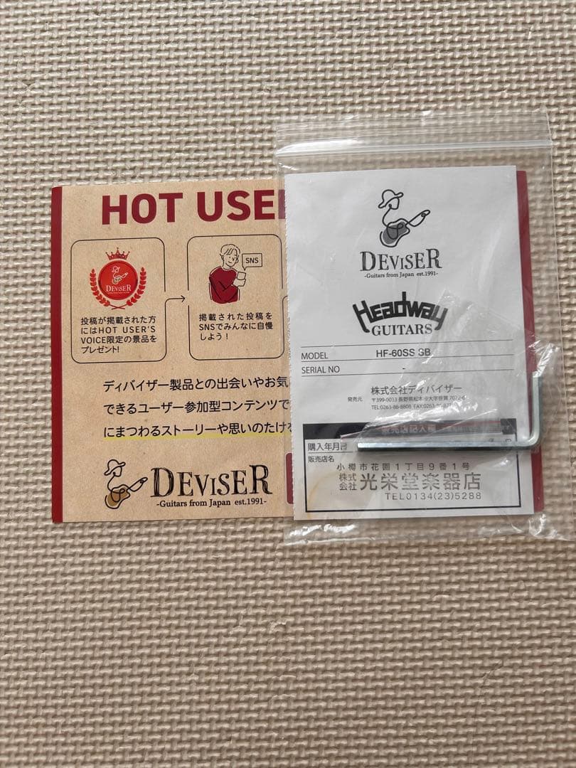 美品　Headway HF-60SS NA アコギトップバック単板