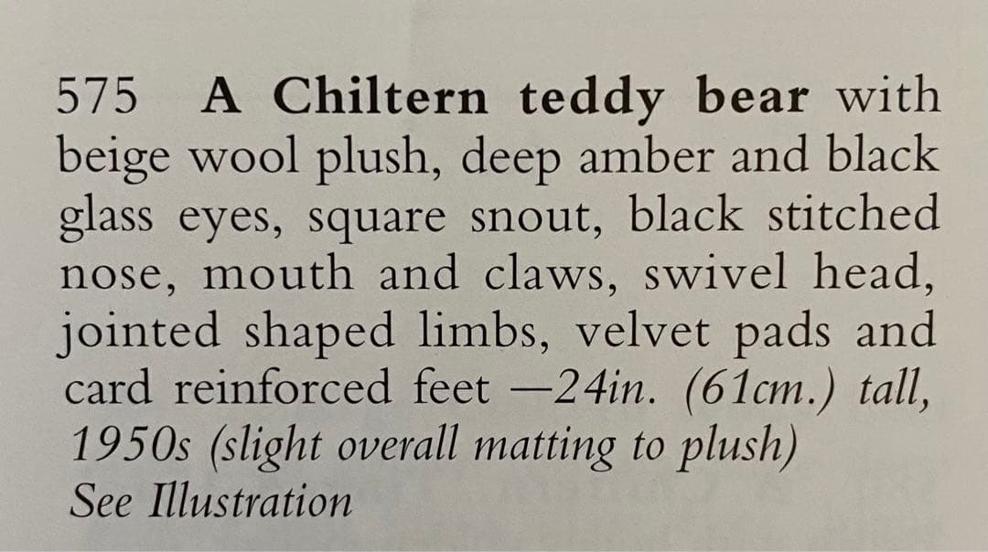 【激安、即決】TEDDYBEAR 1950年　チルターン製　クリスティーズ落札