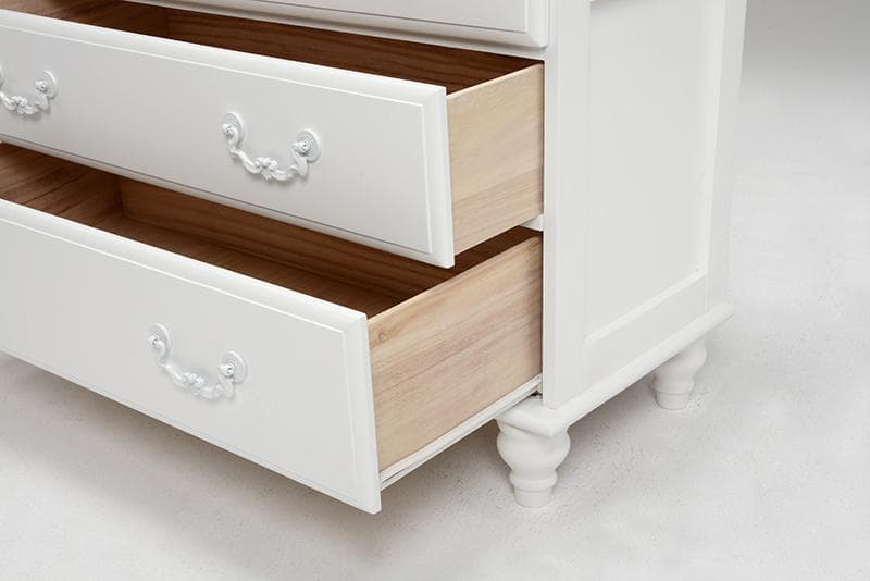 わすれなぐさ　白家具　ヨーロピアン調　チェスト　5段7杯　幅80ｃｍ