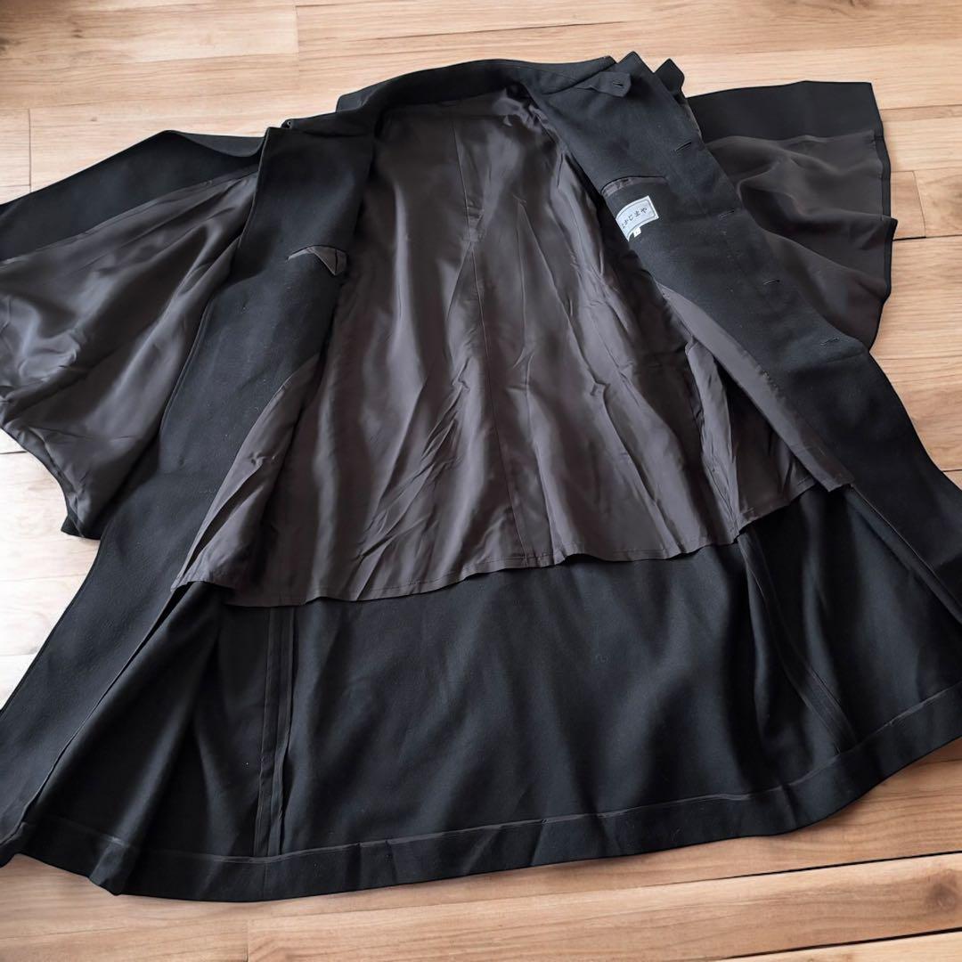 日本製 ヴィンテージ インバネスコート トンビコート ウール L 黒