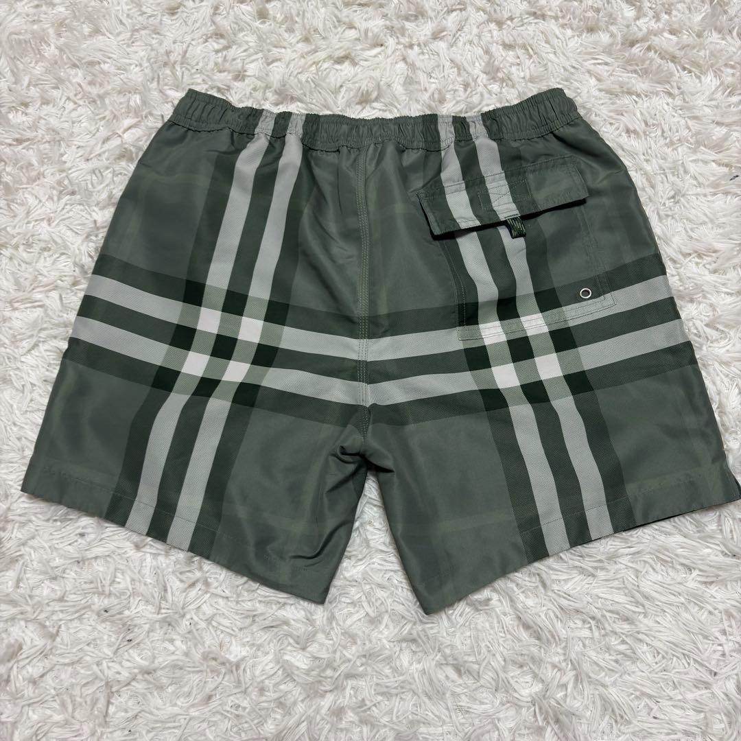 美品　BURBERRY メガチェック柄スイムショーツ 総柄水着　グリーン　M