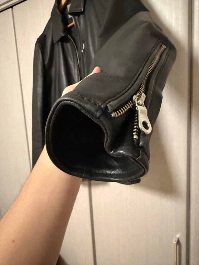 美品 ナノユニバース 羊革ライダースジャケット シングル L キルティング 中綿