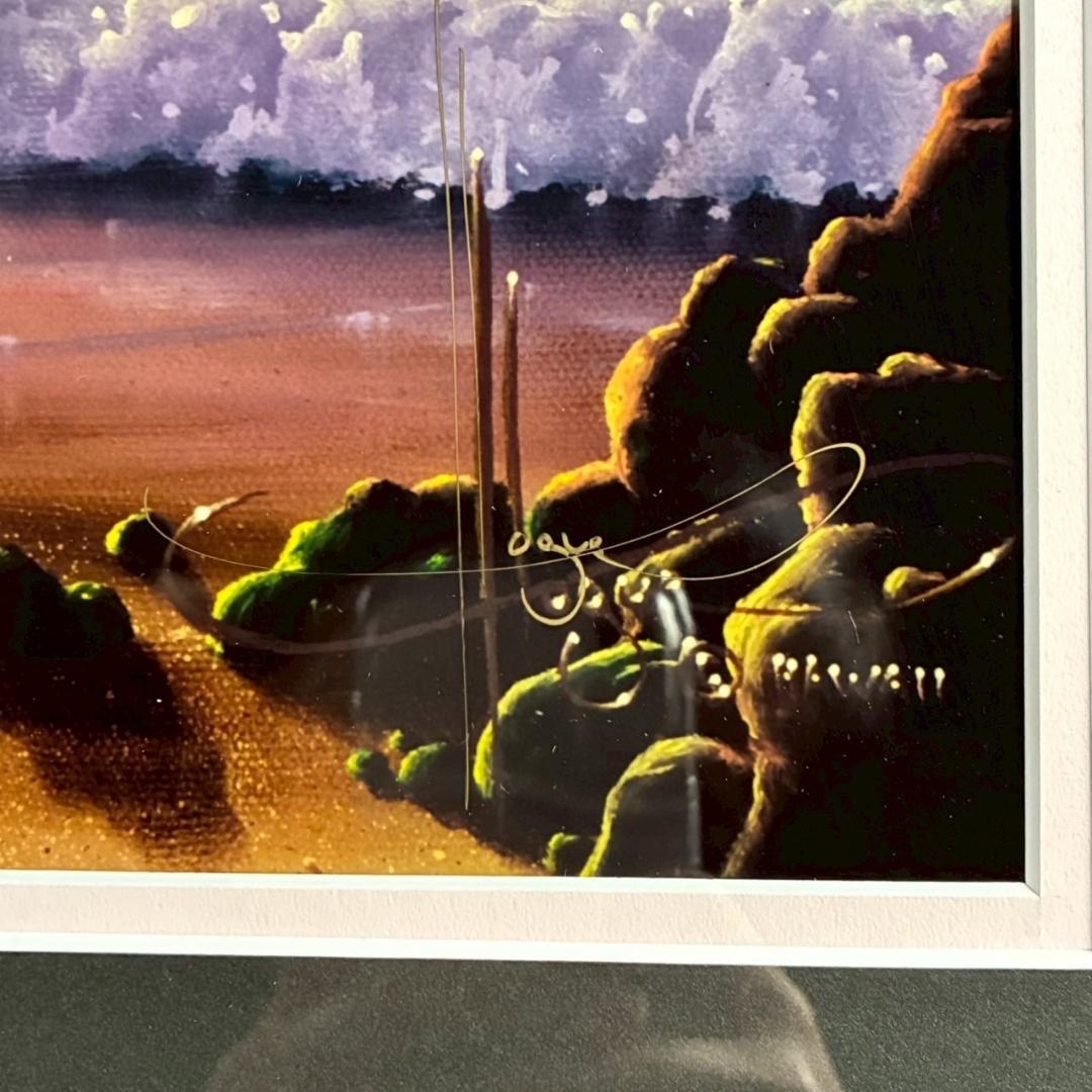 美品 ジョン・アルホーグ「サンライズイン～」ミクスドメディア ダイヤ・サイン入