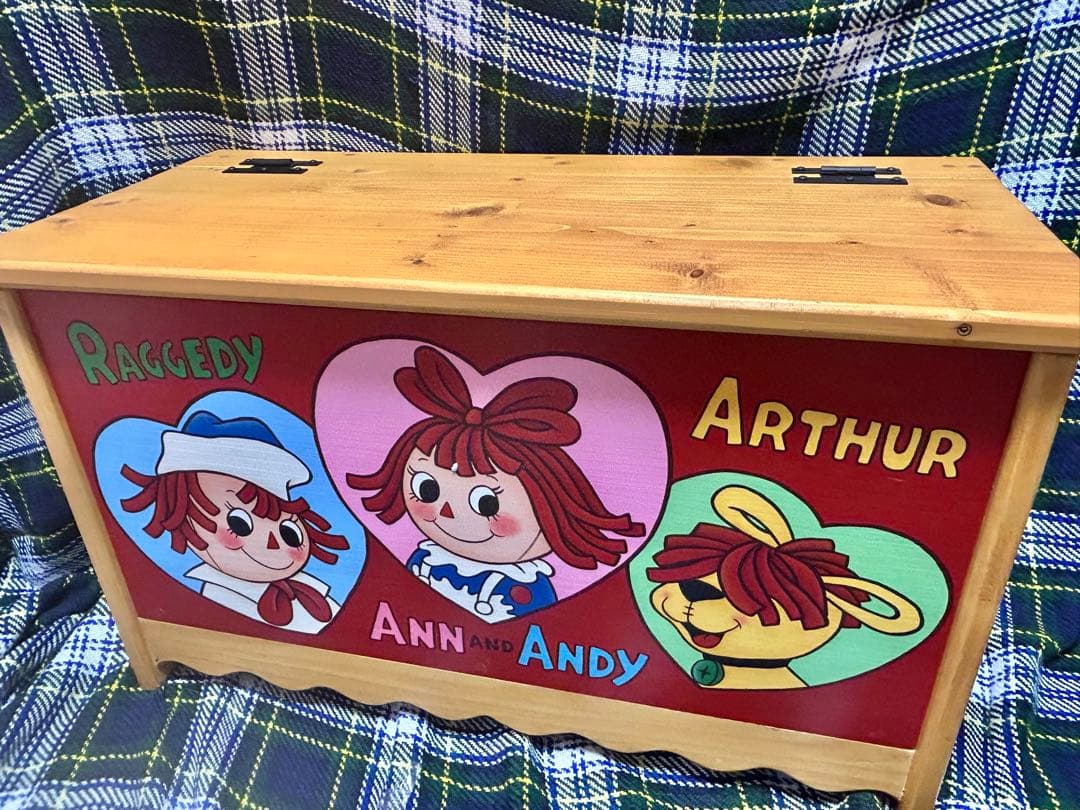 カントリー家具ハンドメイドベンチチェストラガディ＆アンディ　トールペイント