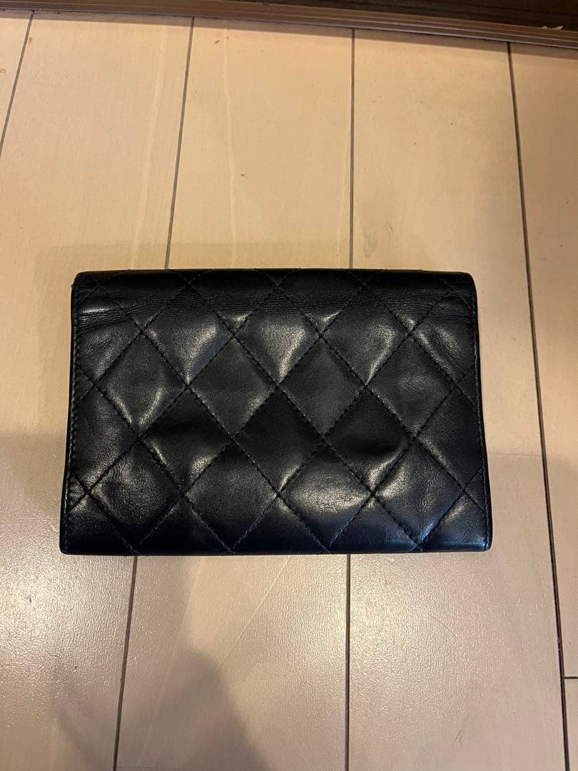 CHANEL カンボンライン　キルティング 二つ折り財布　ブラック